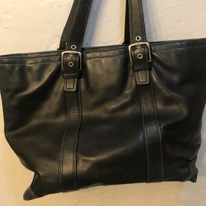 Coach Black Leather Tote Purse Diaper Bag Shoulder